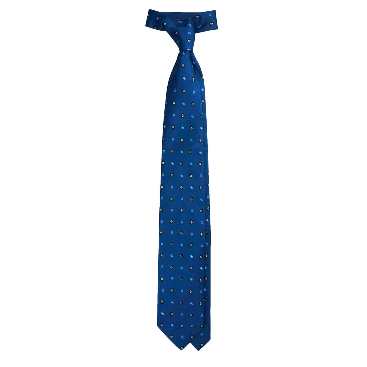 Serà Fine Silk Silk Tie with Small Flowers Pattern / Blue