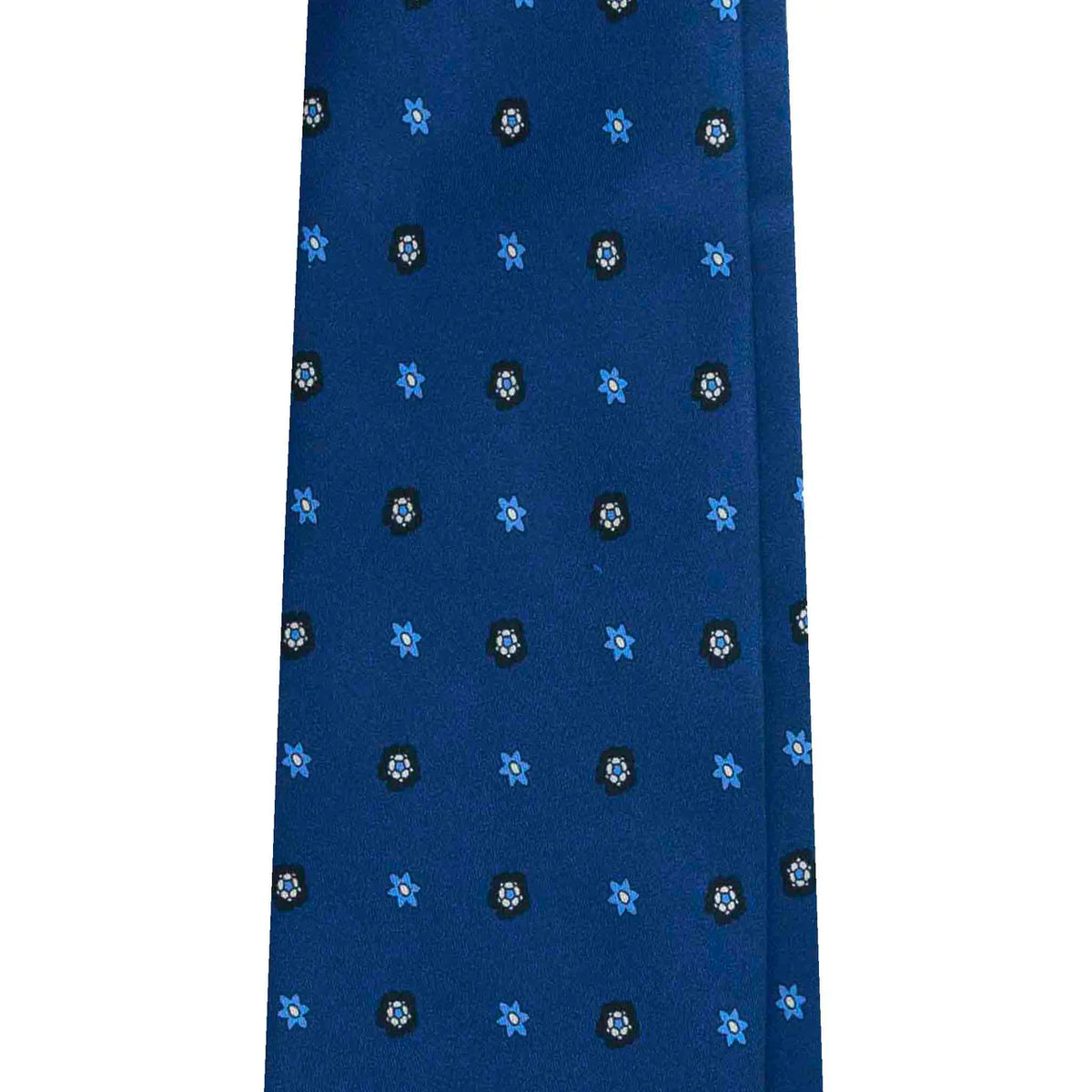 Serà Fine Silk Silk Tie with Small Flowers Pattern / Blue