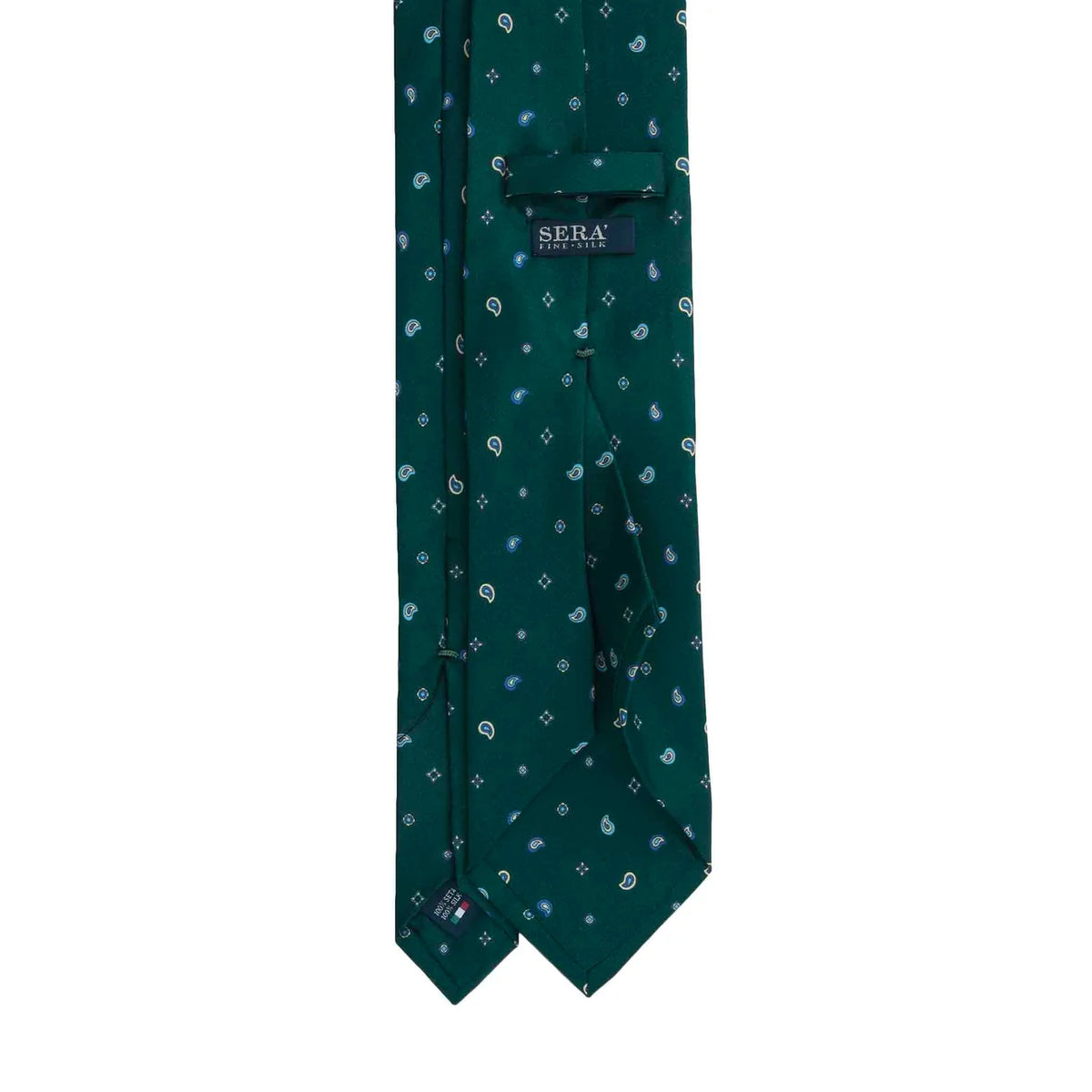 Serà Fine Silk Silk Tie with Paisley Micropattern / Green