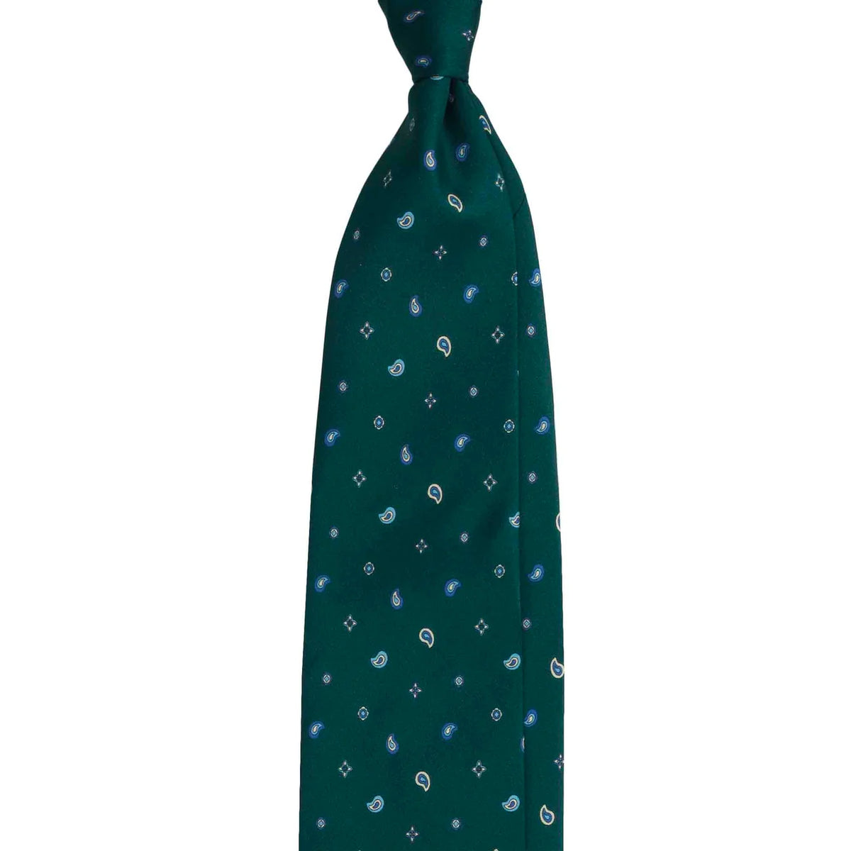 Serà Fine Silk Silk Tie with Paisley Micropattern / Green