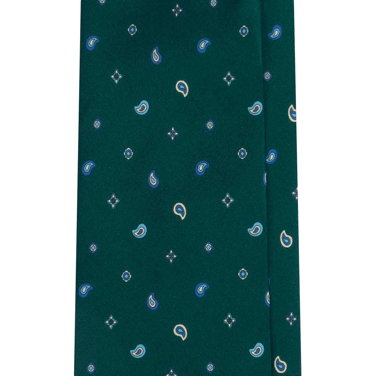 Serà Fine Silk Silk Tie with Paisley Micropattern / Green