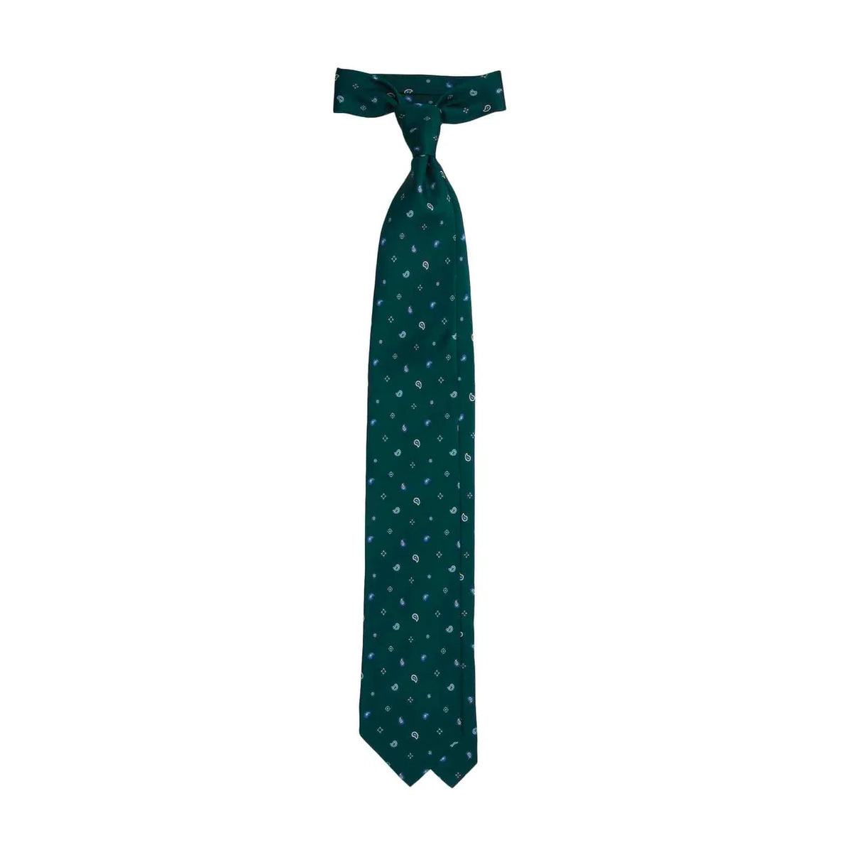 Serà Fine Silk Silk Tie with Paisley Micropattern / Green