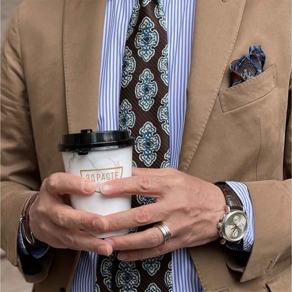 Serà Fine Silk Chocolate Recioto Pocket Square / Brown