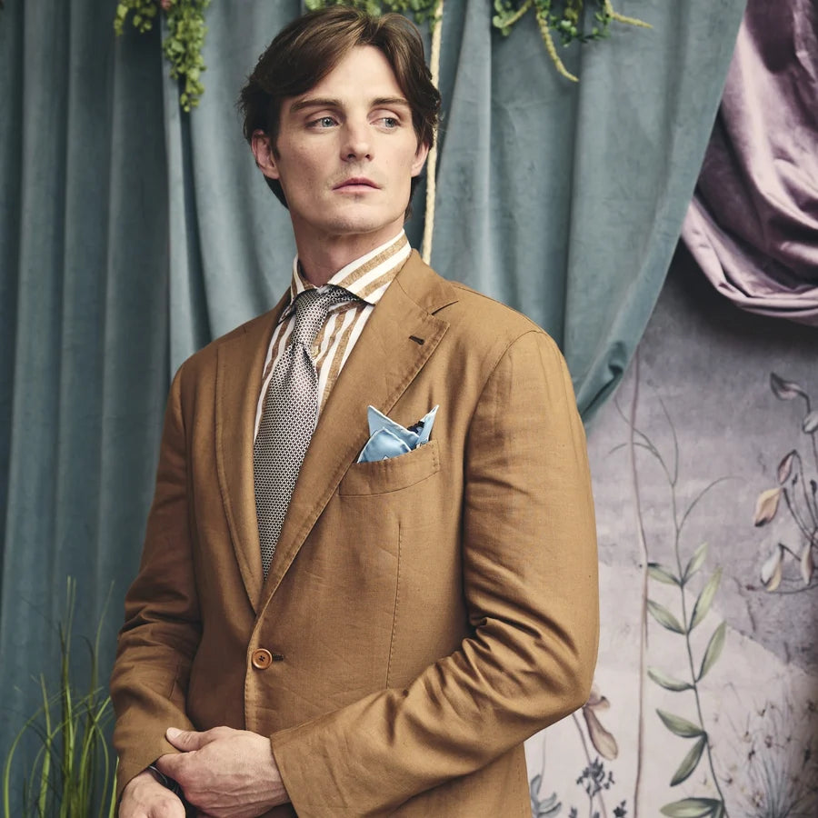 Serà Fine Silk Mediterranean Silk Pocket Square / Light Blue