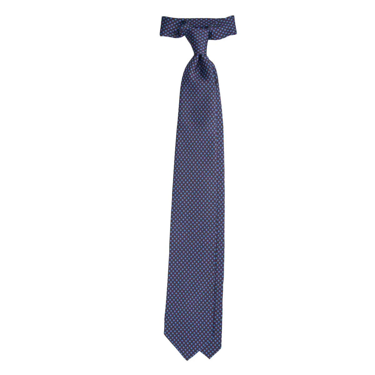 Serà Fine Silk Silk Tie with Micro Rombs Pattern / Brown