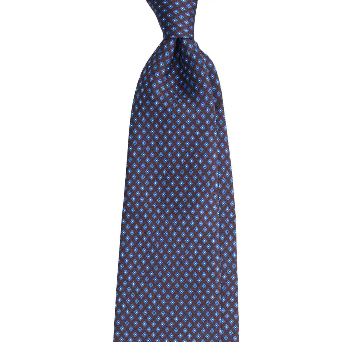 Serà Fine Silk Silk Tie with Micro Rombs Pattern / Brown