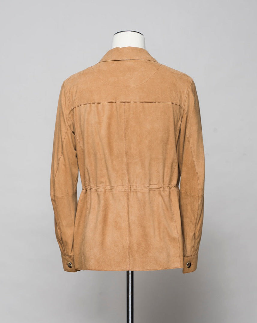 <ul> <li>Composition: 100% Leather (Goatskin)</li> <li>Horn Buttons</li> <li>Color: 222 / Caramel</li> <li>Style: Hakim</li> </ul>