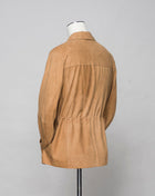 <ul> <li>Composition: 100% Leather (Goatskin)</li> <li>Horn Buttons</li> <li>Color: 222 / Caramel</li> <li>Style: Hakim</li> </ul>