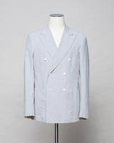 Gaiola Double-Breasted Seersucker Jacket / Light Blue