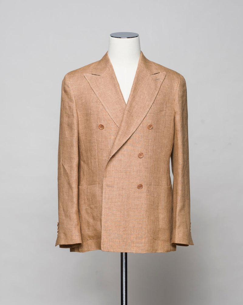 Gaiola Double-Breasted Puppytooth Jacket / Caramel