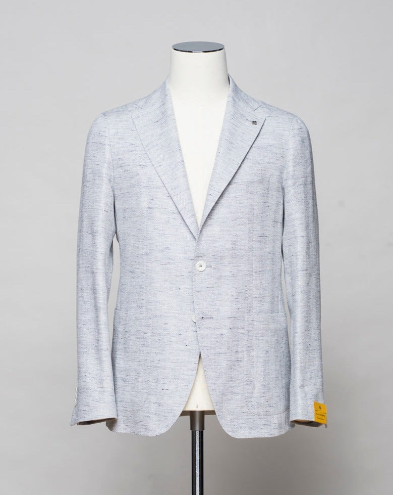 Composition: 56% Linen 44% Cotton. Modello: Monte Carlo / 1SMC22K. Color: Light Grey / EP883. Unconstructed. Unlined. 2 Buttons. Notch lapel. Patch pockets. Side vents. Made in Martina Franca, Italy