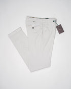 <div> <div>Berwich Morello with a little silk added to the fabric for a soft and luxurious touch.</div> <div>Great summer chinos. </div> </div> <ul> <li>Composition: 88% Cotton 10% Silk 2% Elastan</li> <li>Model: Morello-GD (Garment dyed)</li> <li>Article: tf0599x</li> <li>Color: Pomice</li> <li>Made in Martina Franca, Italy</li> </ul>