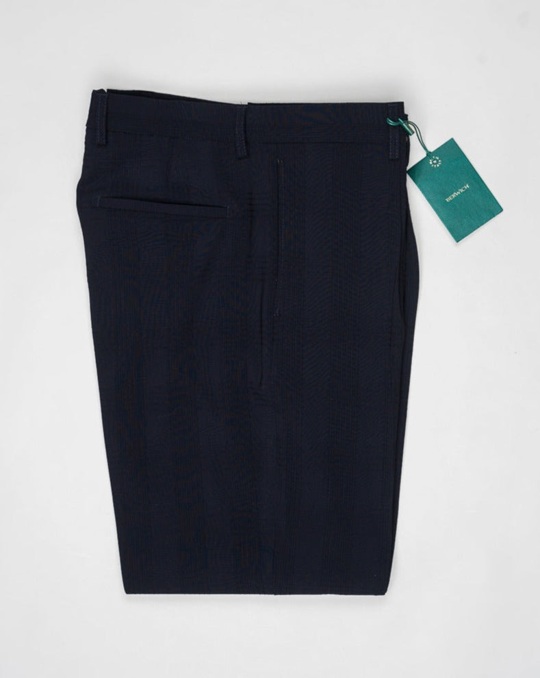 <ul> <li>Model: Chiaia Long</li> <li>Art. an1980</li> <li>Color: Navy</li> <li>100% wool</li> <li>Made in Martina Franca, Puglia, Italy Berwich Chiaia Long Wool Glencheck Jacquard Trousers / Navy</li> </ul>