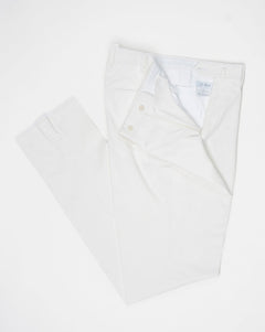 Composition: 98% Cotton 2% Lyocell. Model: B1P. Article: TP00810. Color: 8000 / White De Petrillo Cotton Trousers / White