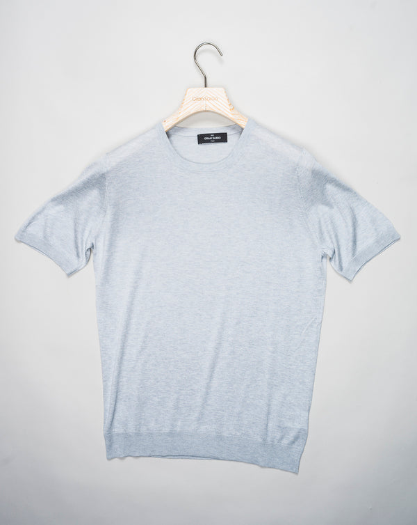 Gran Sasso Knitted Silk T-Shirt / Light Grey