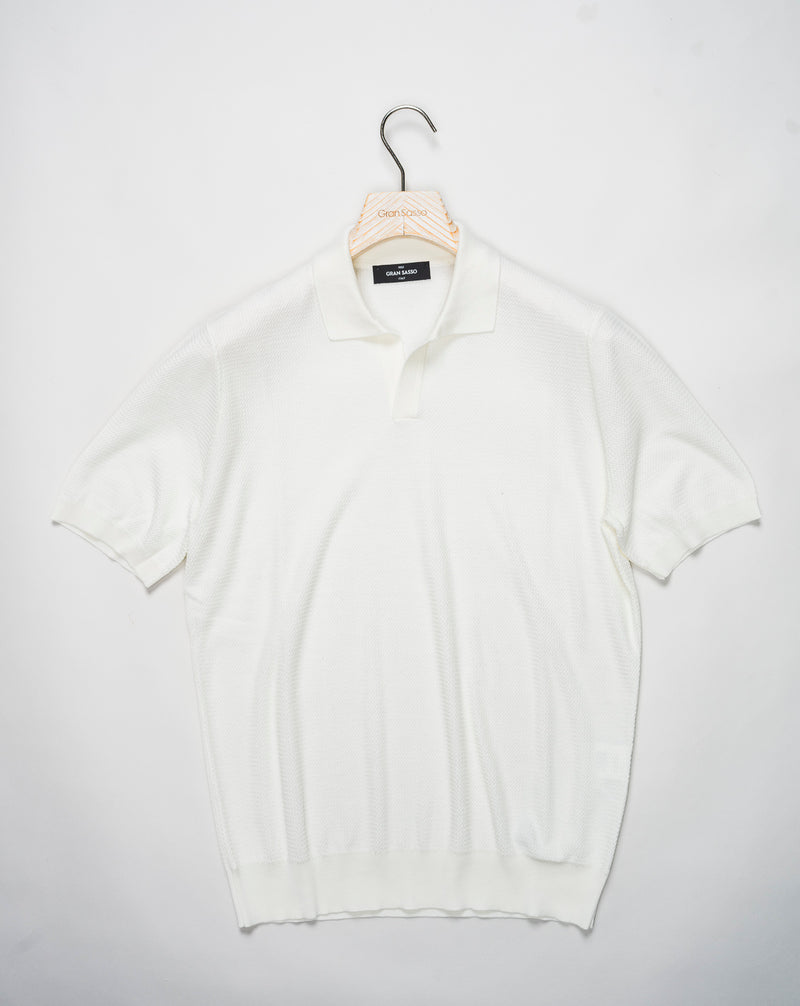 Gran Sasso Silk & Cotton Textured Knit / White
