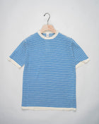 <div>G.R.P. striped linen t-shirt.</div> <ul> <li>Composition: 100% Linen</li> <li>Article: PLR 100</li> <li>Short Sleeve</li> <li>Color: Ecru & Blue Royal</li> <li>Crewneck </li> </ul>