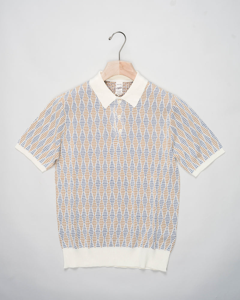 <div><meta charset="utf-8"> <span>Short sleeve polo shirt in linen &amp; cotton blend&nbsp;from G.R.P. Firenze.</span></div> <ul> <li>Composition: 60% Cotton 40% Linen</li> <li>Short Sleeves</li> <li>Article: TEC J1</li> <li>Color: Ecru-Orange-Indigo&nbsp;</li> </ul>