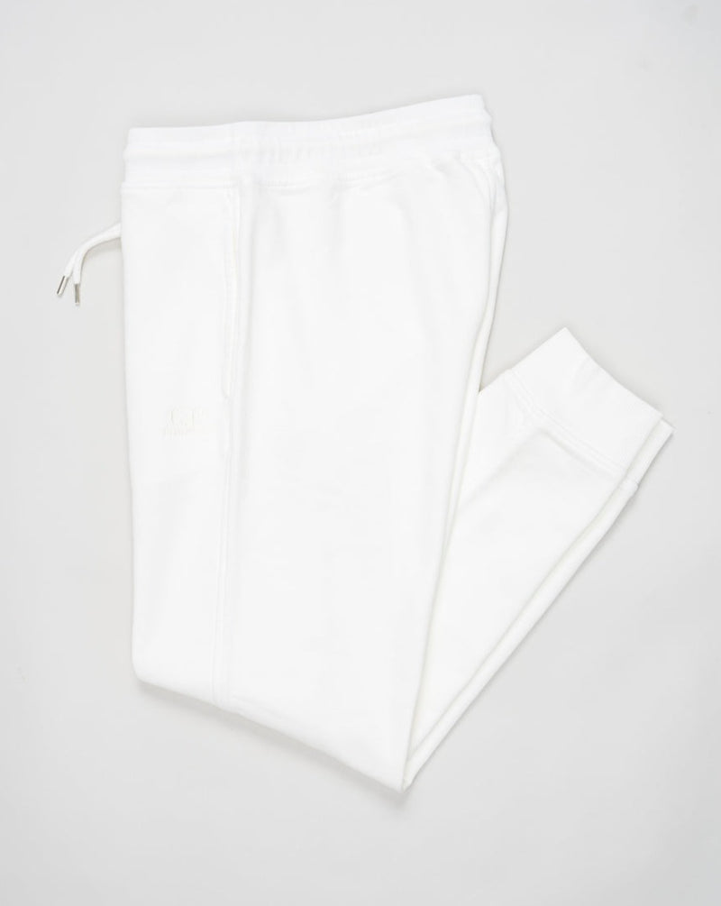 <ul> <li>Article: 16CMSP100B 110044G</li> <li>Composition: 100% Cotton</li> <li>Color: 103 / Gauze white</li> <li>Garment dyed C.P. Company Diagonal Fleece Sweatpants / Gauze White</li> </ul>