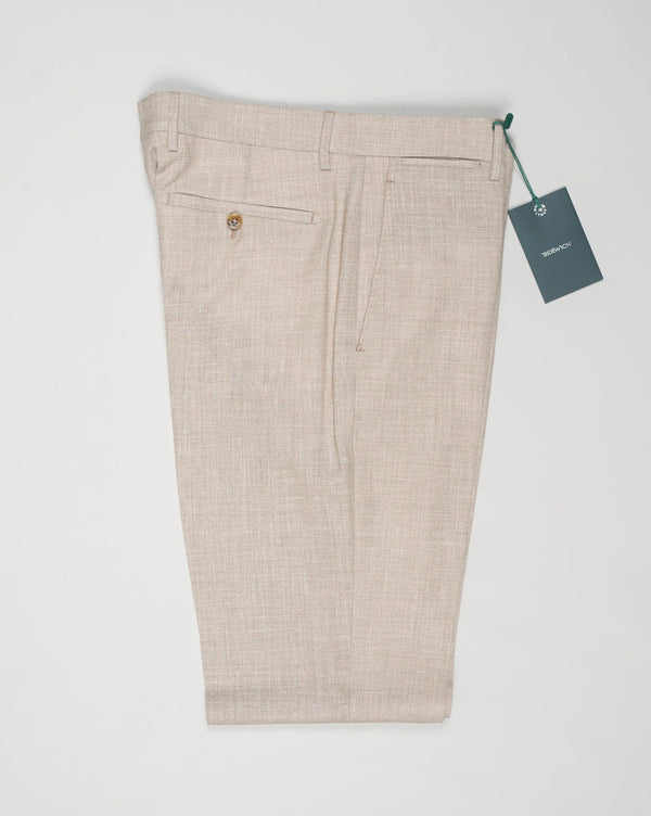 Fabric: Loro Piana Summertime: 71% Virgin wool natural stretch 15% Silk 14% Linen
Model: Vulcano195
Article: lp184u
Color: Beige
Made in Martina France, Puglia, Italy Berwich Loro Piana Summertime Trousers / Beige