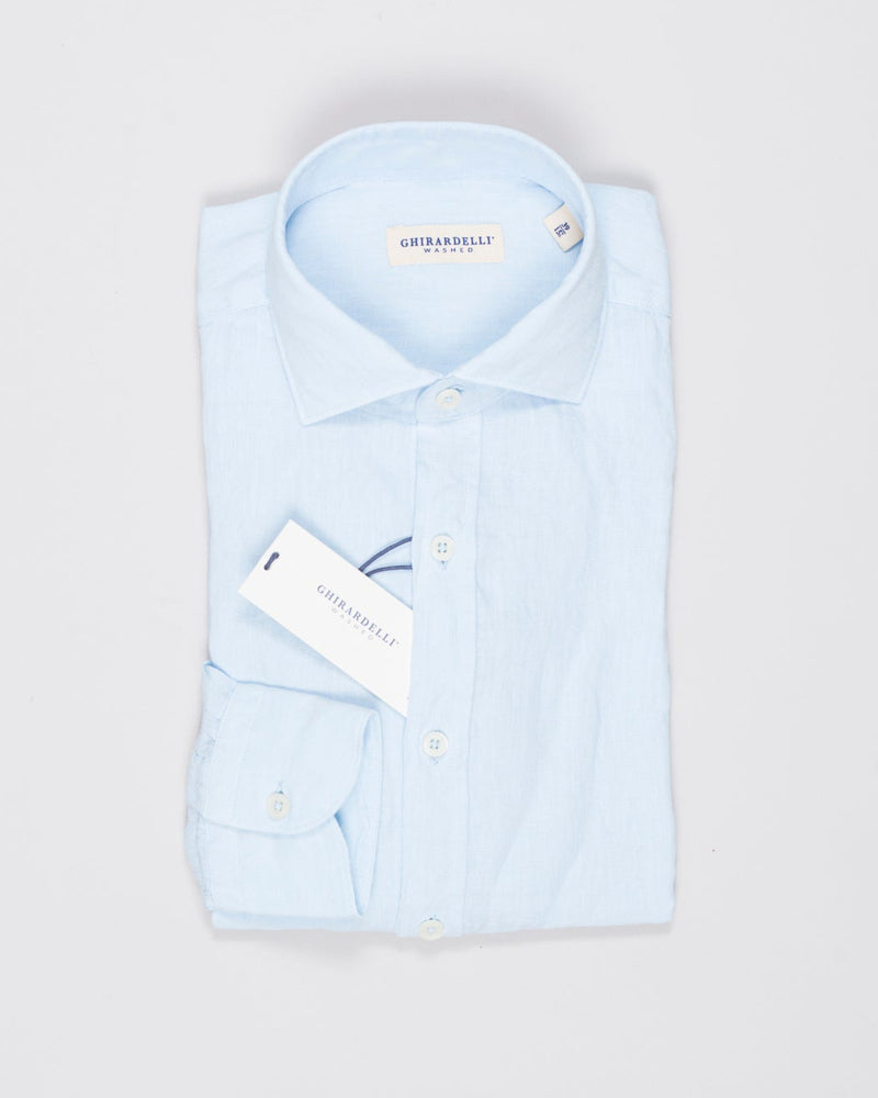 Cutaway collar
Curved hem
Front placket
100% linen
Art. TC 162
Mod. 64/TC
Collar B878
Color: B02 Light Blue