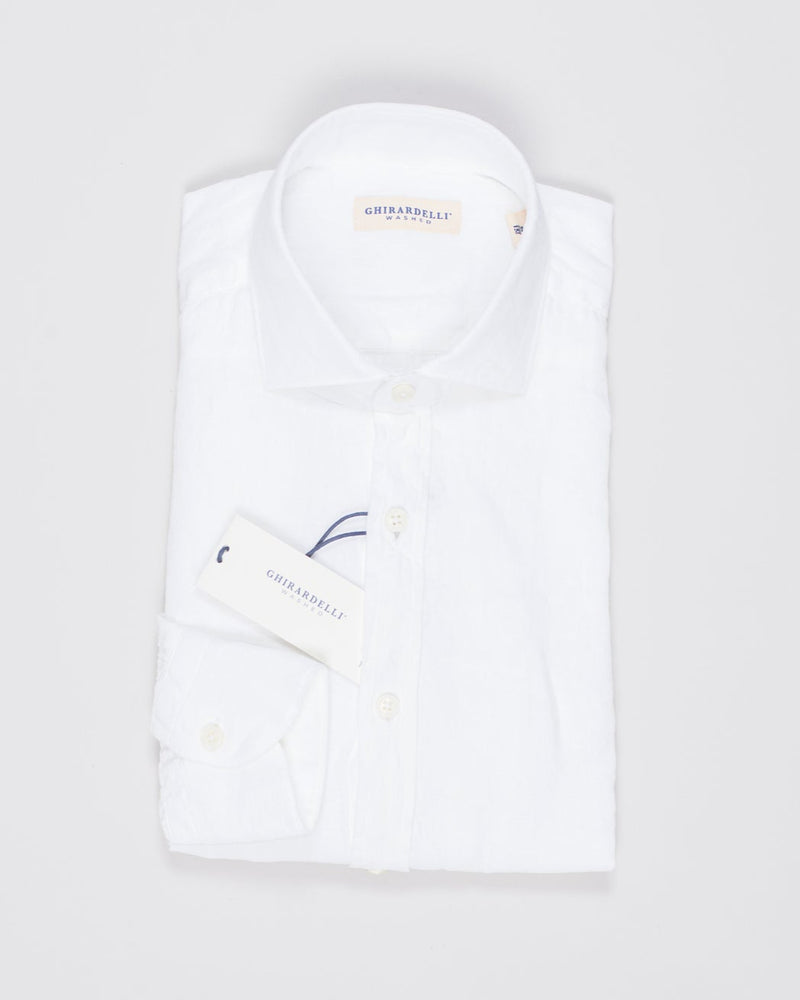 Cutaway collar
Curved hem
Front placket
100% linen
Art. TC 162
Mod. 64/TC
Collar B878
Color:&nbsp;100 White
