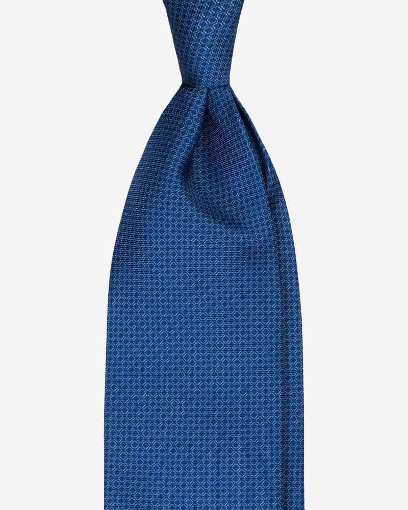 Viola Milano Square Pattern Selftipped Italian Silk Tie / Navy