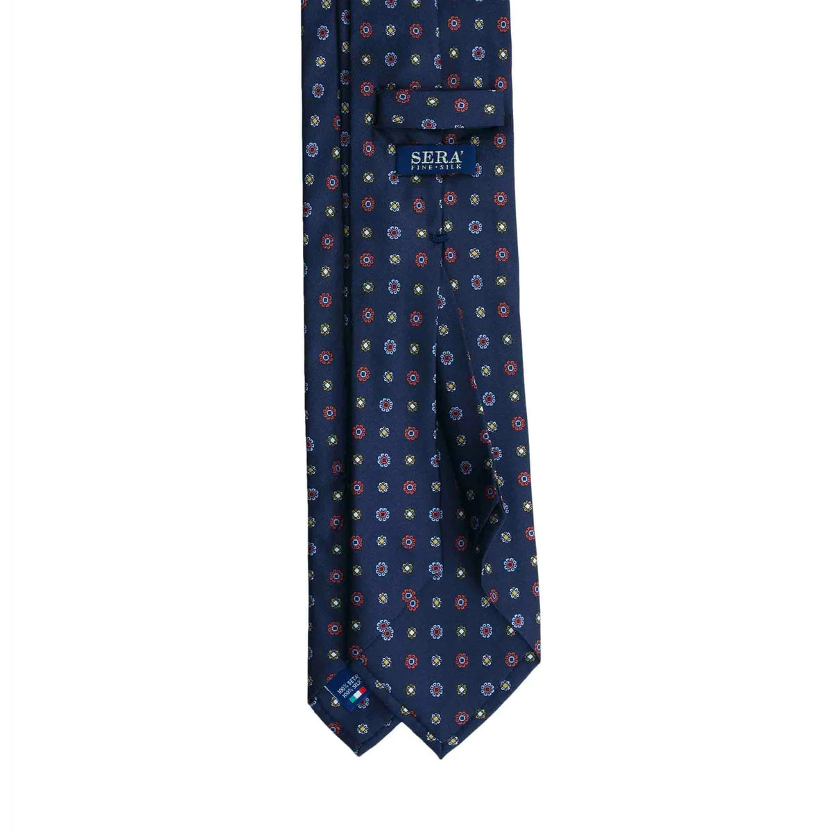Serà Fine Silk Silk Tie with Small Flowers / Blue