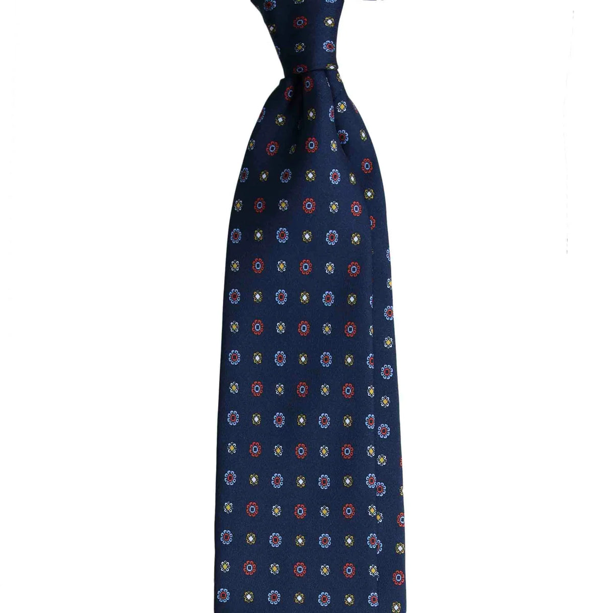 Serà Fine Silk Silk Tie with Small Flowers / Blue