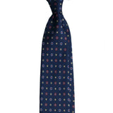 Serà Fine Silk Silk Tie with Small Flowers / Blue