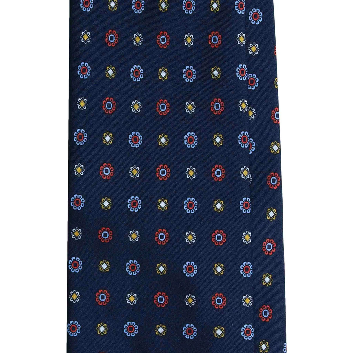 Serà Fine Silk Silk Tie with Small Flowers / Blue
