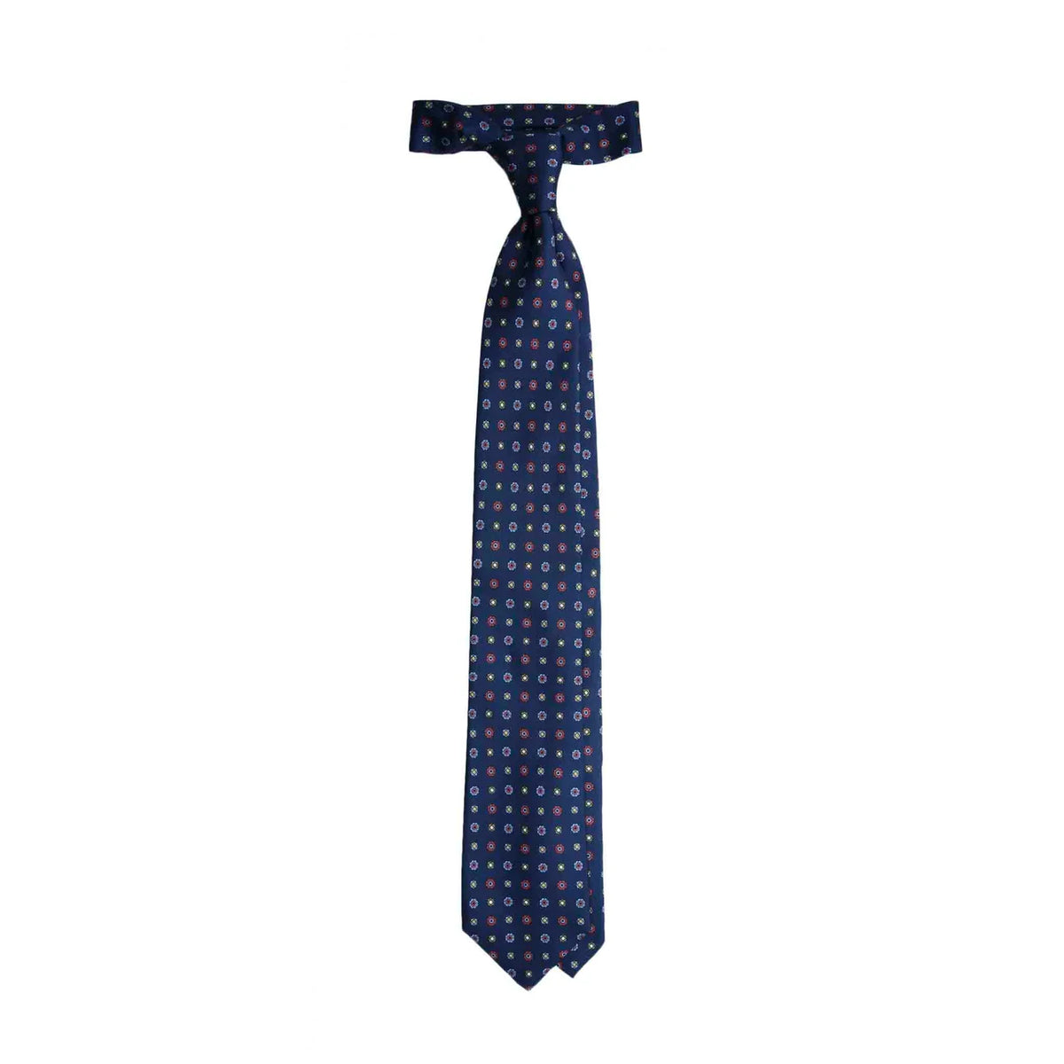 Serà Fine Silk Silk Tie with Small Flowers / Blue