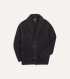 Drake's Lambswool Shawl Collar Cardigan / Navy