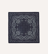 Drake's Paisley Print Cotton Bandana / Navy