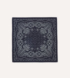 Drake's Paisley Print Cotton Bandana / Navy