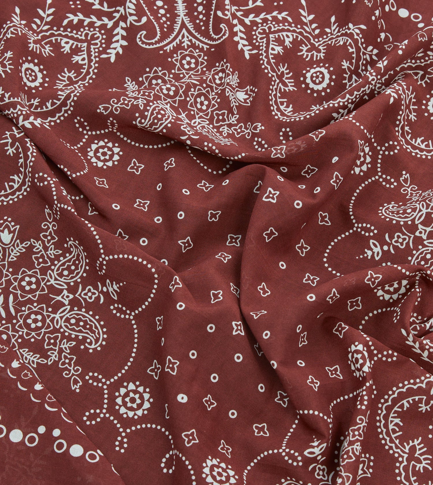 Drake's Paisley Print Cotton Bandana / Dark Red