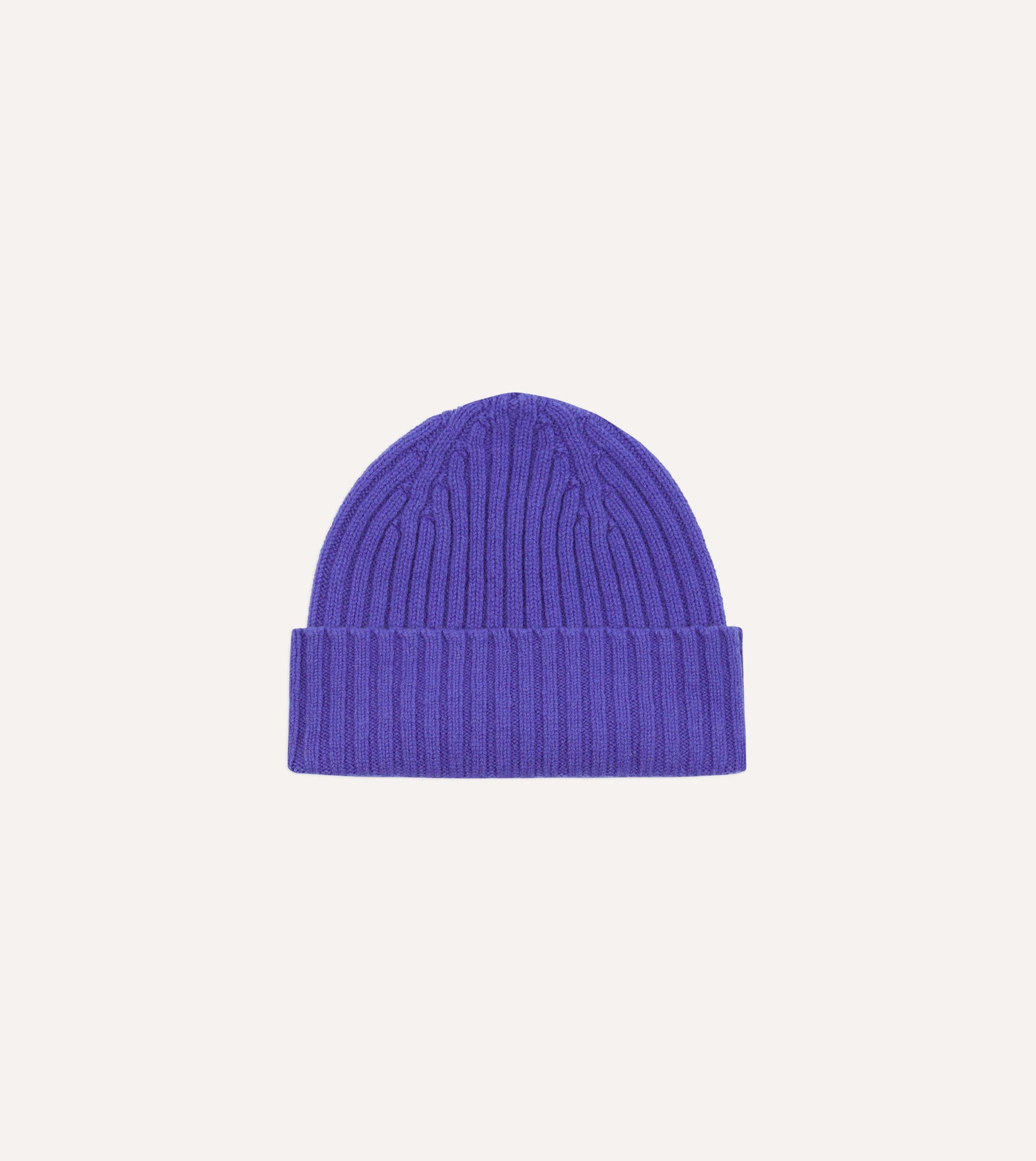 Drake's Lambswool Ribbed Knit Beanie / Night Purple