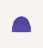 Drake's Lambswool Ribbed Knit Beanie / Night Purple