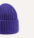 Drake's Lambswool Ribbed Knit Beanie / Night Purple