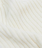 Drake's Lambswool Ribbed Knit Beanie / Ecru