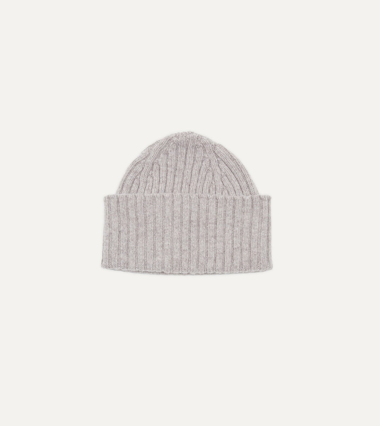 Drake's Lambswool Ribbed Knit Beanie / Natural