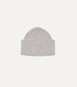Drake's Lambswool Ribbed Knit Beanie / Natural