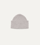 Drake's Lambswool Ribbed Knit Beanie / Natural