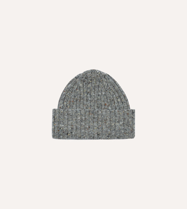 Drake's Donegal Ribbed Knit Beanie / Ramor Grey
