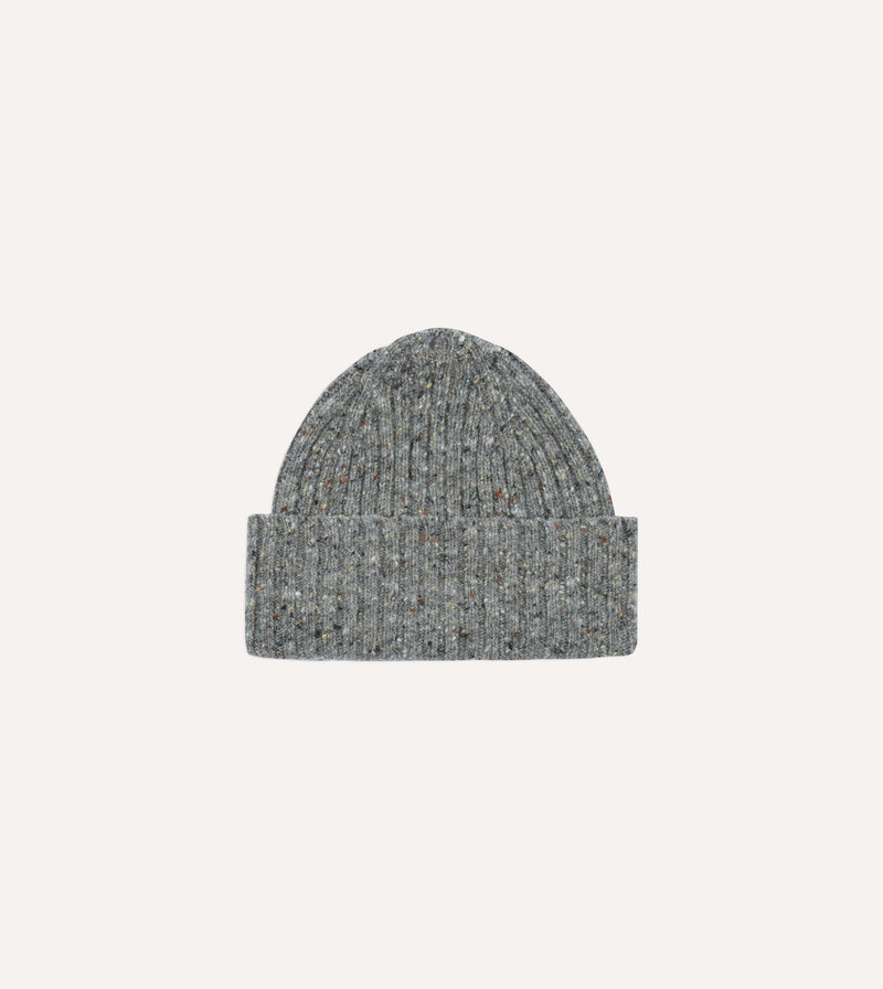 Drake's Donegal Ribbed Knit Beanie / Ramor Grey