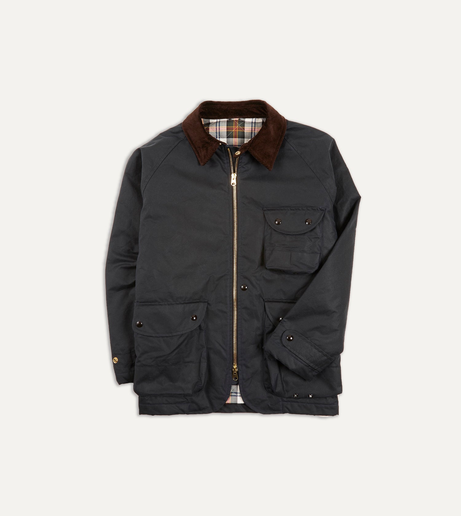 Drake's Waxed Coverall Jacket / Navy