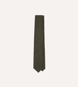 Drake's Square Flower Medallion Silk Tie / Green
