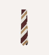 Drake's Thick Stripe Repp Silk Tie / Burgundy & Cream