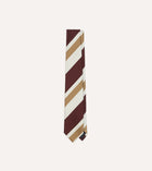 Drake's Thick Stripe Repp Silk Tie / Burgundy & Cream