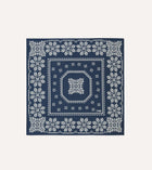 Drake's Trad Silk Bandana / Navy & Ecru